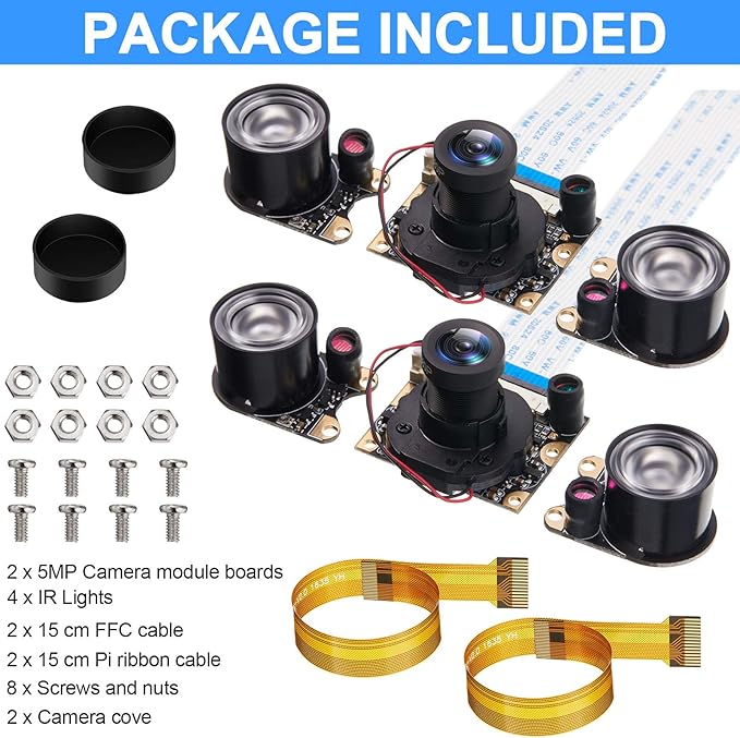 Weewooday 2 Sets for Camera 1080P Webcam 5MP OV5647 Sensor Day and Night Vision IR-Cut Video Focus Adjustment Compatible with Raspberry Pi RPi 4 3 B/B+ 2B 3A+ 2 1 Camera