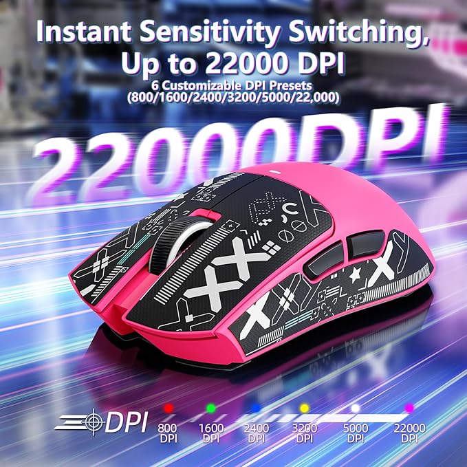 MAMBASNAKE Attack Shark X11SE Lightweight Wireless Gaming Mouse Tri-Mode 2.4G/USB-C Wired/BT 22K DPI PAW3311 Optical Sensor 59g 5 Programmable Buttons 300mAh Battery for PC/Mac((Berry-Griptape)