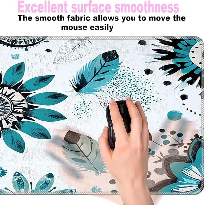Keyboard Wrist Rest SetMemory Foam Wrist Support Mouse Pad31.5x11.8 Desk Mat for Comfortable Typing &amp Pain ReliefNon-Slip Base for Office &amp Home Use - Floral Feather