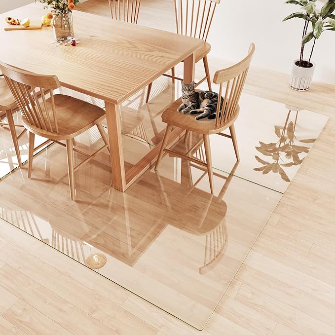Tempered Glass Chair Mat 72x48 – Ultra-Clear Office Chair Mat for Hardwood Floors &amp Low-Pile Carpets – Heavy-Duty 0.2 Scratch-Resistant Surface with Non-Slip Pads – Supports 1000 lbs