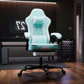 Green 360° Swivel Gaming Chair Ergonomic Heavy Duty 330lbs Office Chair with Footrest and Massage Lumbar Support Height Adjustable High Back Reclining Gamer Chair with Headrest (Green)