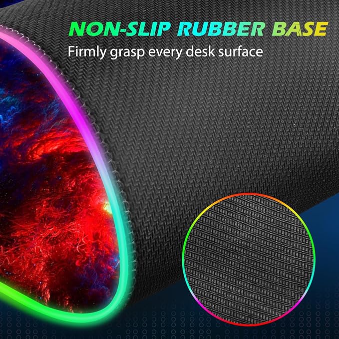 ToLuLu RGB Wireless Charging Gaming Mouse Pad 7.5/10/15W 10 Light Modes LED Mouse Pad Computer Keyboard Mat Mousepad 800x300x4MM Extended Large Desk Pad Desk Mat for Gamer Red Blue Galaxy