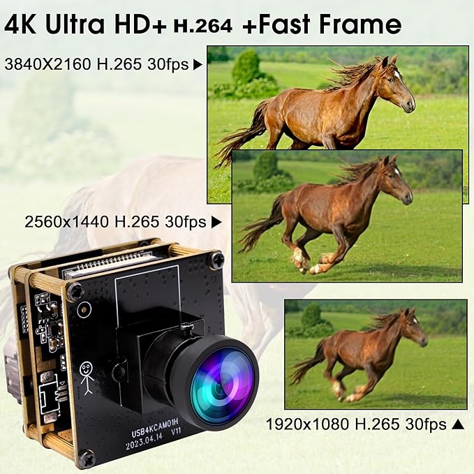 ELP 4K HDMI USB Camera - Wide Angle 2X Digital Zoom H.265 8MP UVC USB2.0 for Laptop &amp Monitor