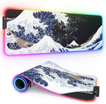 ITNRSIIET RGB Gaming Mouse Pad Full Desk XL Extended Large Gaming Mousepad 12 Lighting Modes 30% Thicker Big LED Desk Mat for Gamers 32 x 12 inches Japanese Waves