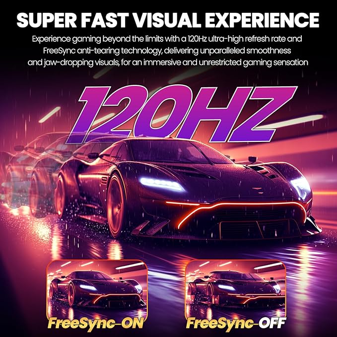 CRUA 34'' Ultrawide Gaming Monitor 120HZ 21:9 WFHD 2560X1080 IPS Panel Computer Monitors with Built-in Speakers Support AMD FreeSync 120% sRGB DP1.4 &amp HDMI1.4 Wall Mountable Installs-White