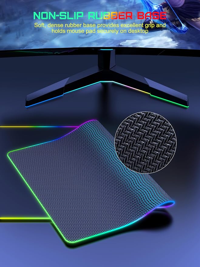 TopMade Wireless Charging Mouse Pad RGB Gaming Mousepad 35.4 x 15.8 Extra Large Waterproof Keyboard Desk Pad Cool Computer Desk Mat Black (Includes 20W PD Power Adapter &amp 6.56ft Woven Cable)