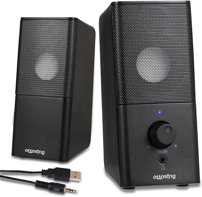 H21 Computer Speakers for Desktop PC Full Stereo Sound USB-Powered Gaming Monitor Speaker with 3.5mm Aux Multimedia for Laptop/Desktop/Tablets/Phone(Black)