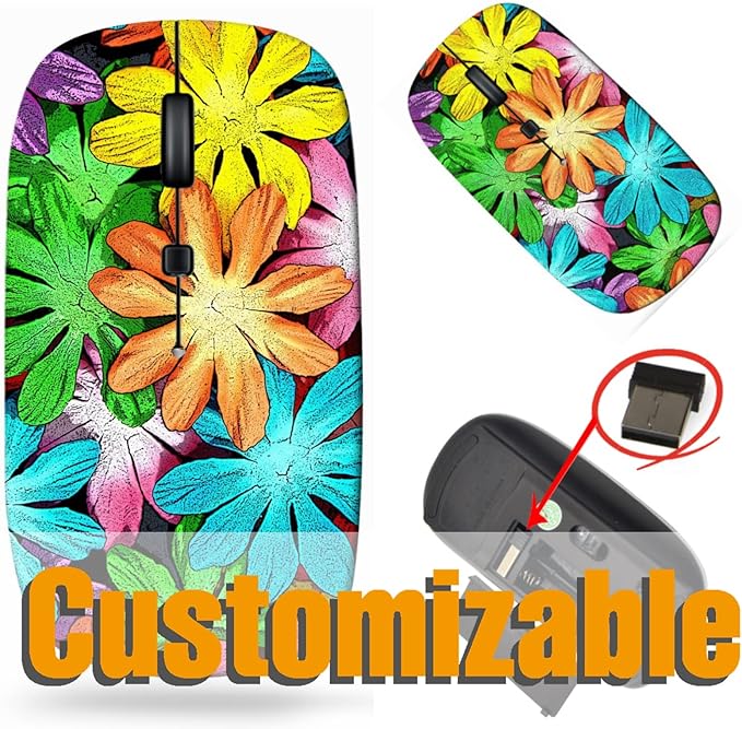 maizi Mouse Chromebook Laptop PC Notebook Mice 15111034 Blanket of Flowers in 2.4G Lightweight with USB Receiver Printed in USA