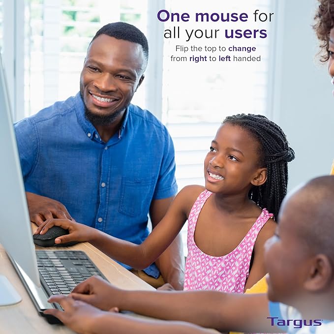 Targus ErgoFlip EcoSmart Sustainable Ambidextrous Full-Size Mouse - Gaming-Level Mouse Compatible with Chrome OS Windows and macOS (AMB586GL)