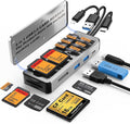 8in1 Multi SD Card Reader Adapter Aluminum with Card Storage Carrying Box SD/TF/CF/MS/XD/Cfast/Memory Stick Pro Duo USB3.0 C&ampA Port for Phone/Pad/PC/LaptopNo Application Required Plug and Play