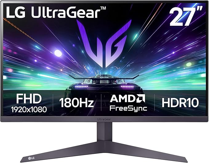 LG 27GS50F-B 27-inch FHD (1920 x 1080) Ultragear Gaming Monitor with 180Hz 1ms MBR HDR10 AMD FreeSync HDMI DisplayPort 3-Side Virtually Borderless Design Black