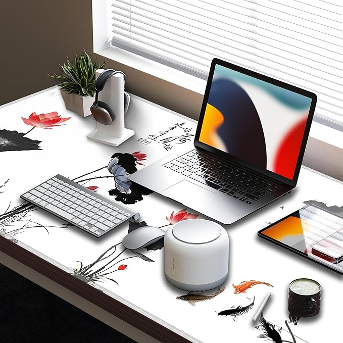 LL-COEUR XXL Landscape Gaming Mouse Pad Computer Keyboard Mat Office Desk Pad (Lotus 47.2 x 23.6 x 0.12)