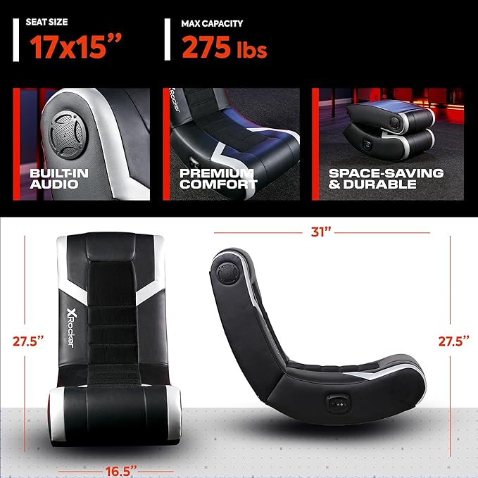 X Rocker Eclipse Video Gaming Floor Chair Headrest Mounted Speakers 2.0 Bluetooth Wireless 5110301 31 x 27.5 x 16.5 Amazon Exclusive &amp Nintendo Joy-Con (L/R) - Neon Red/Neon Blue