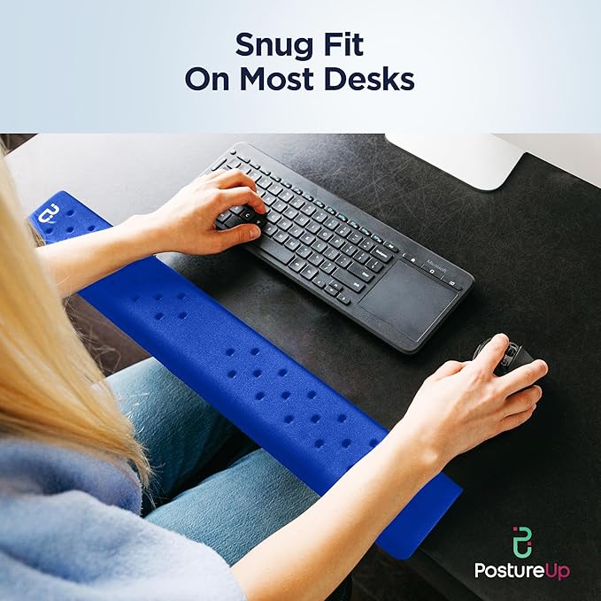 EdgeRest PostureUp L-Shaped Desk Long Wrist Rest Elbow Forearm &amp Wrist Comfort Support for Table or Desk Edge Non-Slip Memory Foam Padding Ergonomic Design for Work Universal Fit Blue