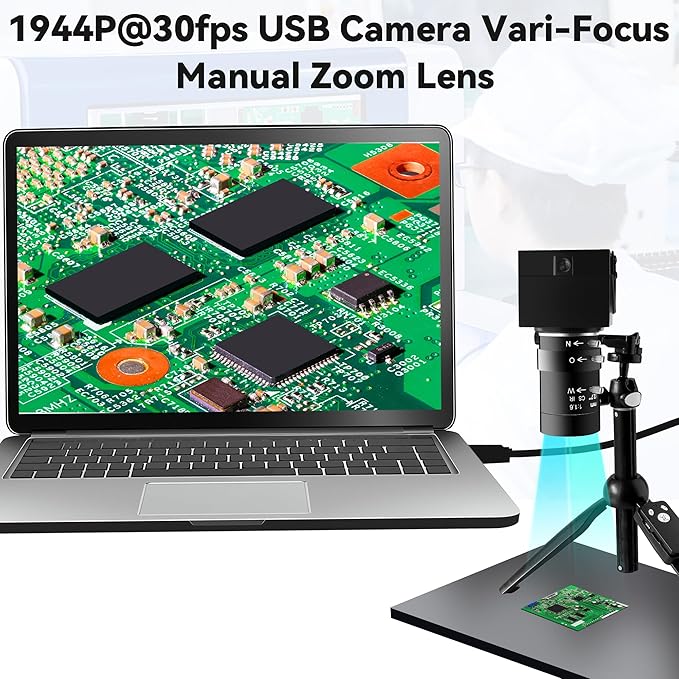 5Megepixels USB Camera 1944P 30fps Color Industrial Telephoto Webcam with CS Mount 5-50mm 10X Manual Zoom Lens PC Computer Camera Plug and Play for Windows Linux Laptop OpenCV