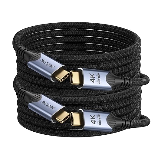 Long USB c Cables 2Pack 20FTUSB Type C 100W Fast ChargingUSB c 3.2 Gen 2x2 Compatible with Thunderbolt 4/320Gbps high Speed Data Transfer4K@60Hz Video with Monitor/Display/Dock/SSD/Hub.