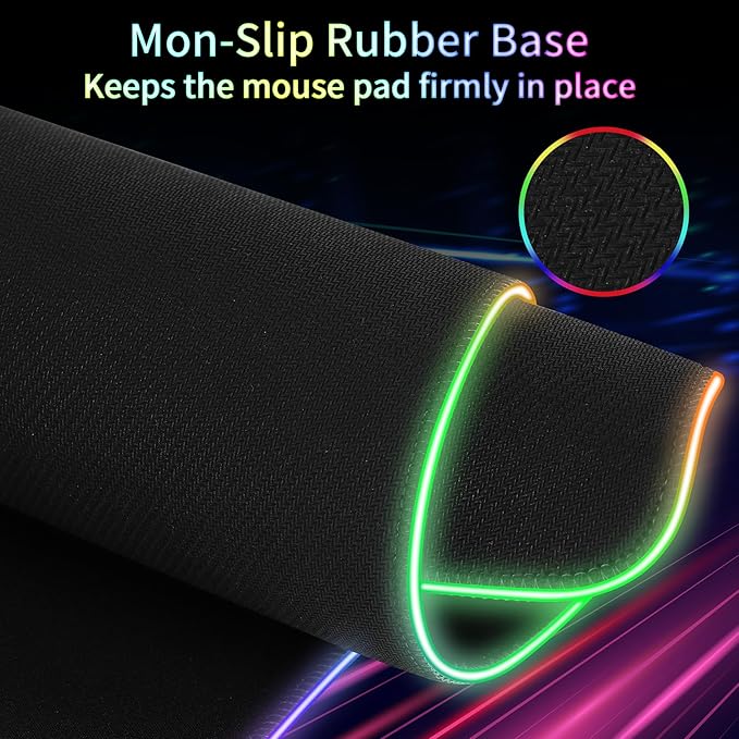 Large Gaming Mouse Pad with Magnetic Wireless Charger 15W Fast Charging RGB Light LED Mousepad Desk Mat Smooth Surface Anti-Slip Rubber Base Keyboard Pad for Gaming MacBook PC Laptop - Black