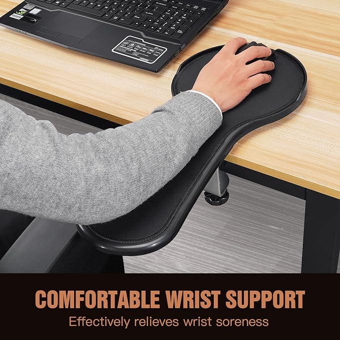 Upgrade Chair arm Mouse pad Ergonomic Arm Rest Mouse Pads for Chairs and Desk Adjustable Mouse TrayForearms Pressure Relief Computer Desk Extender Black (Black（YU8351）)