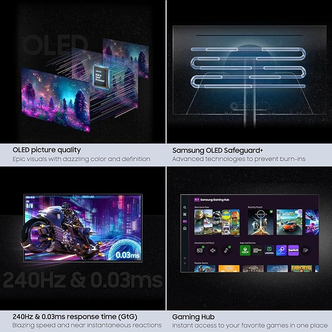 Samsung 32 Odyssey OLED G8 (G80SD) Series 4K UHD Smart Gaming Monitor w QD-OLED 240Hz 0.03ms G-Sync Compatible Glare-Free Display LS32DG800SNXZA 3 Yr Warranty (Renewed)