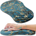 Hokafenle Ergonomic Mouse Pad Wrist Support Wrist Rest Mousepad for Carpal Tunnel Pain Relief with Integrated Memory Foam Slope Massage Bulge (11.8x7.9 inchApricot Flower