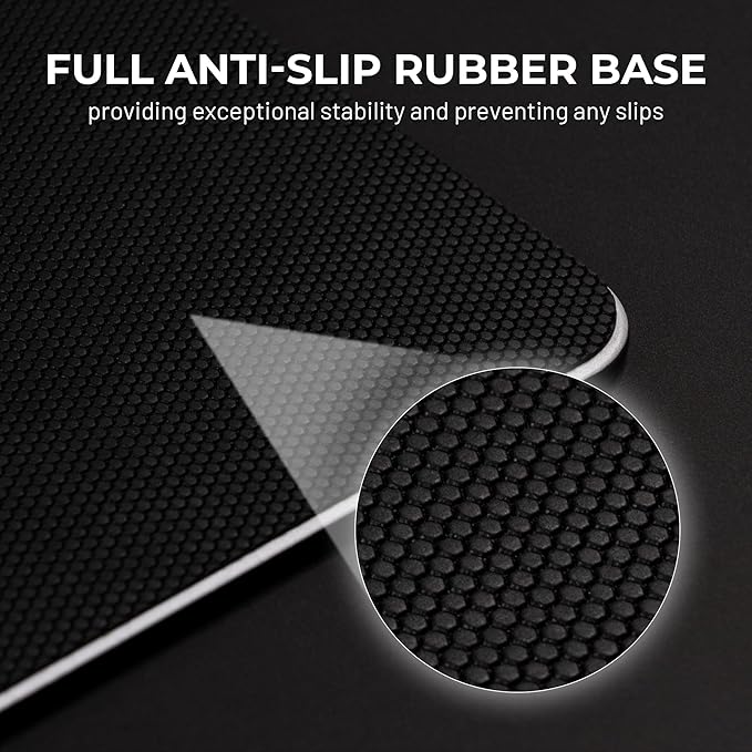 XVX Black Kanagawa Glass Mousepad 4.0 Hard Mouse Pad for Gaming Ultra-Smooth Micro-Etched Surface Mouse Mat with Non-Slip Rubber Base(410mm*310mm)