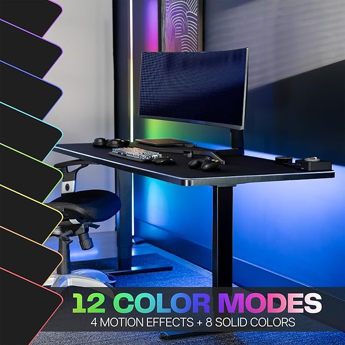 VIVO Extra Large 71 x 30 inch Full Size Desk Pad with RGB Lighting for Office Ambience and Immersive Gaming Oversized Mouse Pad Table Top Cover 12 Color Modes Non-Slip Base Black DESK-PAD72