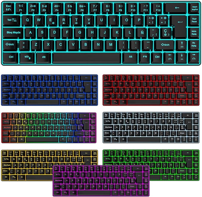 Zunate 68 Keys RGB Backlight Mechanical Gaming Keyboard Wired Office Gaming Keyboard with Detachable Keycaps USB2.0 2000 7 8 10 Vista 32bit iOS (Black)