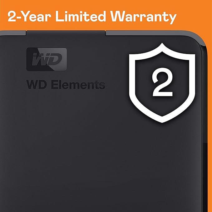 Western Digital WD 1TB Elements Portable External Hard Drive for Windows USB 3.2 Gen 1/USB 3.0 for PC &amp Mac Plug and Play Ready - WDBUZG0010BBK-WESN
