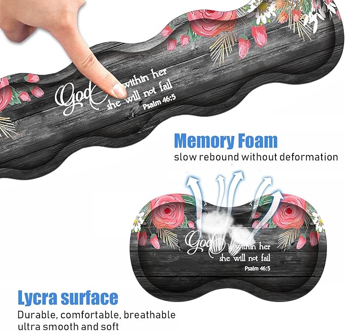 Ergonomic Keyboard Wrist Rest &amp Mouse Pad Wrist Rest SetLarge XXL Gaming Desk Mat 31.5x 11.8Non-Slip Base Memory FoamEasy Typing Pain Relief for Office &amp HomeFloral Quote Bible Verse Ps