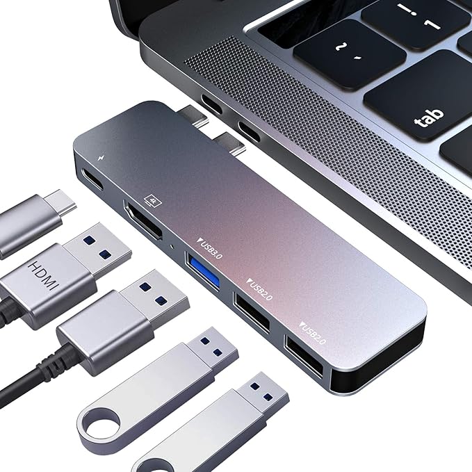 RayCue USB C Adapter for MacBook Pro/Air MacBook Adapter HDMI MacBook Air M1 USB Multiport USB C Hub with 4K HDMI Thunderbolt 3/4 for MacBook Pro 13-16 2023-2016 MacBook Air 2023-2018