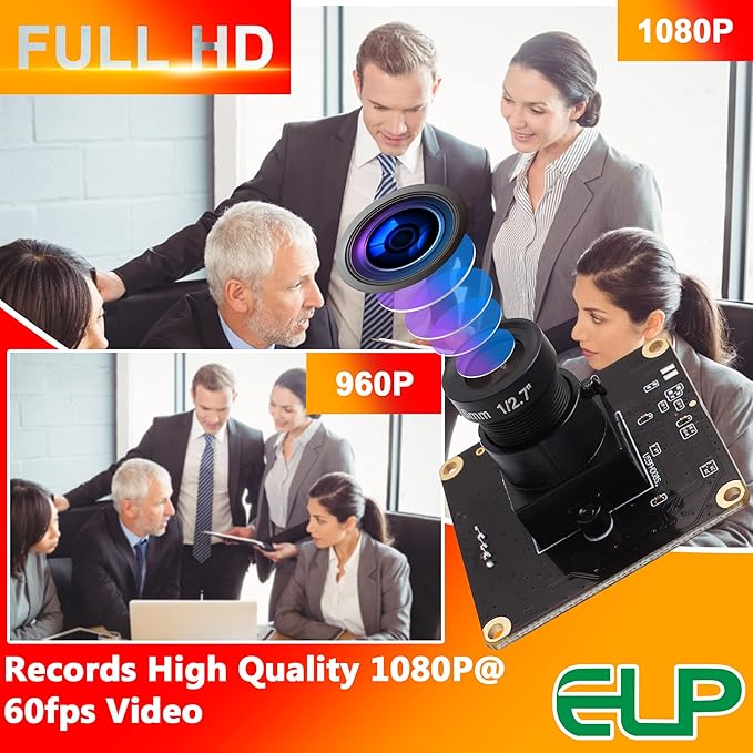 ELP 2MP High Speed USB Camera Module for Computer - 1080P Mini UVC USB2.0 Webcam Board CMOS OV4689 Video CCTV Industrial PC Camera for Laptop - High Frame Rate 260fps 120fps 60fps