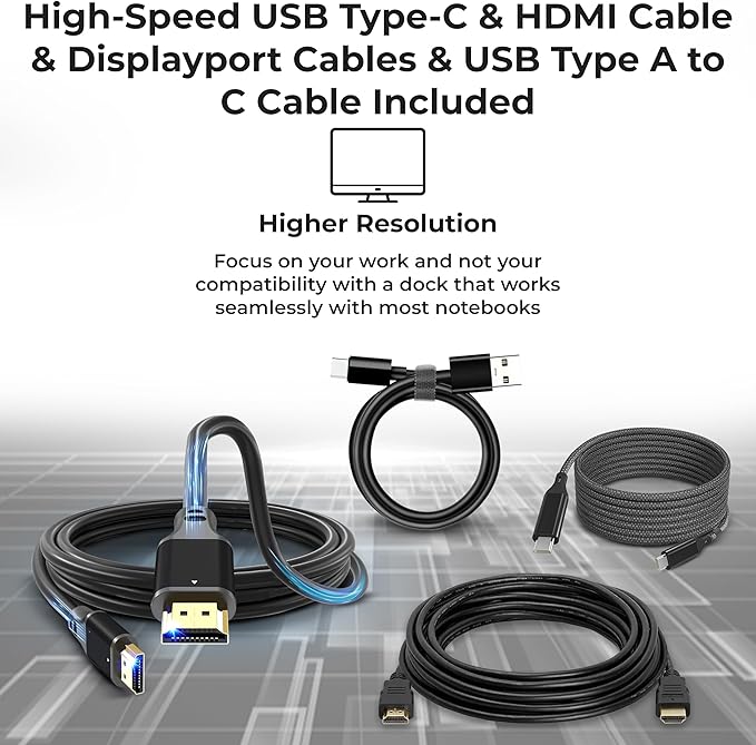 40AF0135US Docking Station Dual Monitor Hybrid USB-C with USB-A - 1 Year Warranty Thinkpad Dock w/ 135W Adapter HDMI DisplayPort USB-C Cable Cloth - Laptop Docking Station (Renewed)