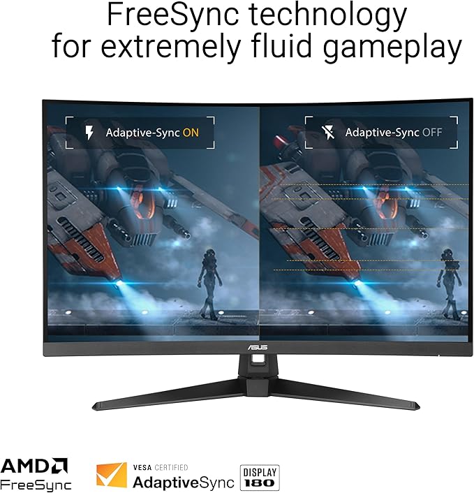 ASUS TUF Gaming 31.5” 1440P Curved HDR Gaming Monitor (VG32WQ3B) – QHD (2560 x 1440) 180Hz 0.5ms 1500R Extreme Low Motion Blur FreeSync 90% DCI-P3 Shadow Boost DisplayWidget 3 yr Warranty