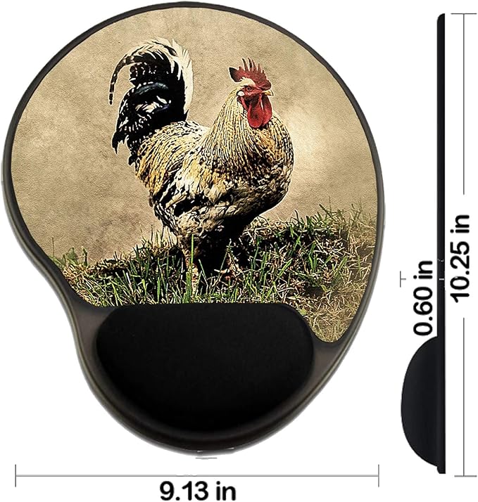 MSD Mousepad Wrist Rest Protected Mouse Pads/Mat with Wrist Support Design for Farm Chicken Nature Bird Poultry Animal Cock Hen Rooster Fowl Feather Grass