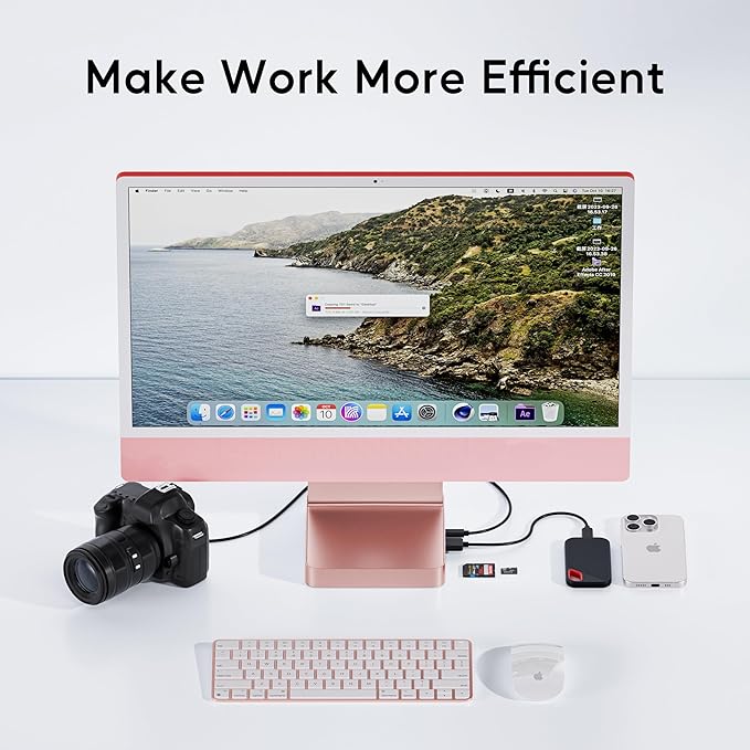 USB C HUB for iMac 24 inch 2021/2023 PULWTOP USB Hub Adapter iMac Accessories for M1/M3 with USB C 10Gbps 3*USB A SD/TF Docking Station Support Expand M.2 SSD (Not Included) Color not for i.Mac M4