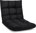 Giantex Adjustable Floor Gaming Sofa Chair 14-Position Cushioned Folding Lazy Recliner High Resilience Sponge Breathable Cotton &amp Linen Fabric Sleeper Bed Couch Recliner with Removable Cover (Bla