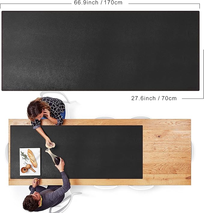 ZORESYN Conference Table Pads (66.9 x 27.6) - PU Leather Extended Large Mousepad Desk Mat - Nonslip Base and Waterproof Desktop Writing Pad Mouse Mat (Black)