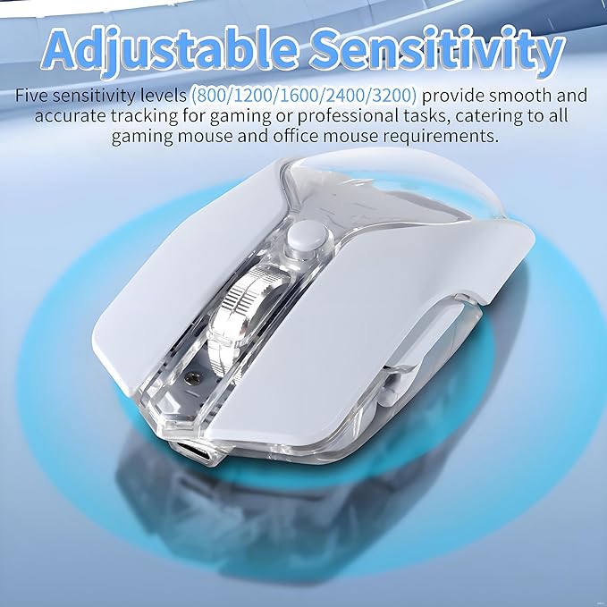 Wireless Mouse-3 Modes: 2.4G Bluetooth &amp USB-C Wired Silent RGB Type-C RechargeableBattery Display Magnetic Shell Ideal for Gaming &amp Office Use Compatible with Laptops &amp MacBooks (
