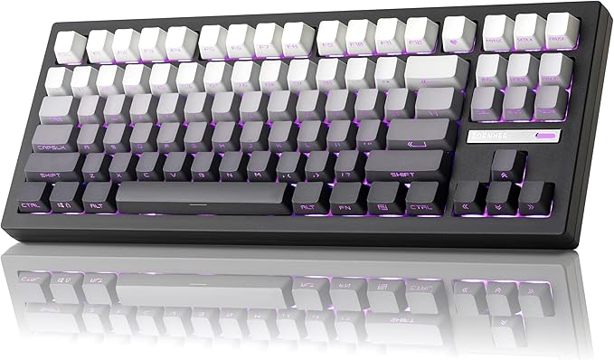 ZORNHER ZH870 Wireless Mechanical Gaming Keyboard80% Black Custom Creamy Sound Keyboard with Shine Through PBT KeycapsPre-lubed Linear SwitchesHot-SwappableRGB Backlit2.4GHz/USB-C/BT5.0