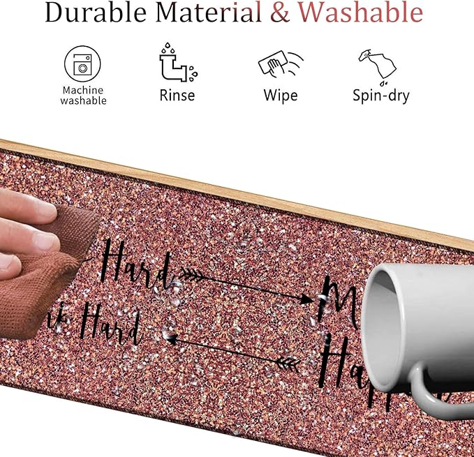 Large Gaming Mouse Pad + Keyboard Wrist Support + Mouse Wrist Rest + Coaster Table Pad with Stitched Edge Memory Foam Ergonomic Wrist Pad Set Stay Positive Work Hard and Make It Happen