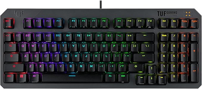 ASUS TUF Gaming K3 Gen II Wired USB Gaming Keyboard – 97-Key Compact Layout Optical-Mechanical Red (Linear) Switches PBT Keycaps Detachable Top Plate IP57 Waterproofing PC/Mac Support - Black