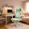 Cute Gaming Chair with Cat Paw Lumbar Cushion and Cat Ears Kawaii Pink Computer Chair with Footrest Ergonomic PC Video Anime Gaming Chairs Recliner for Kids Girls Teens (Green)