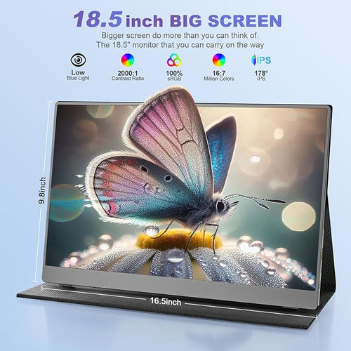 18.5 Inch Portable Monitor for Laptop FHD 1080P 100% sRGB Travel Monitors for Laptop Portable Computer IPS Display w/VESA External Monitor USB-C HDR HDMI Portable Screen w/Smart Cover &amp Speaker