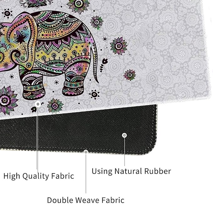 4 in 1 Mouse Pad Combo Large Gaming Mouse Pad + Keyboard Wrist Support + Mouse Wrist Rest + Coaster Table Pad with Stitched Edge Ergonomic Wrist Pad Set Cute Colorful Floral Baby Elephant