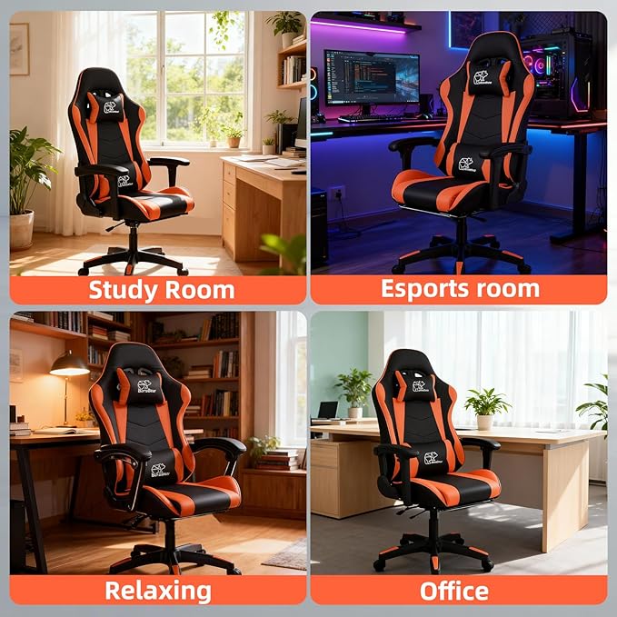 Video Game Chairs Ergonomic Gaming Chair Computer Gaming Chairs Leather Home Office Desk Chair sillas para escritorioBack Recliner Height Adjustable (Red+Black)