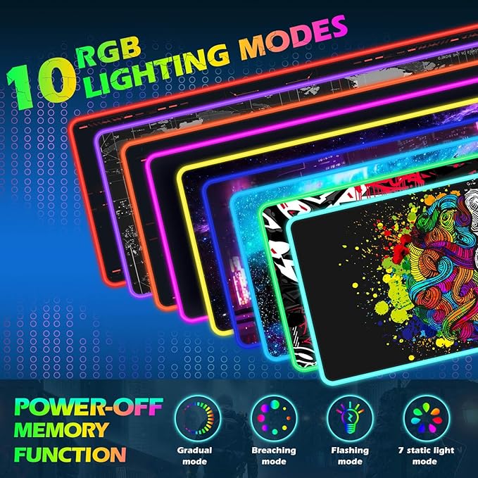 ToLuLu RGB Gaming Wireless Charging Mouse Pad 7.5/10/15W 10 Light Modes LED Mouse Pad Computer Keyboard Mat Mousepad 800x300x4MM Extended Large Desk Mat for Gaming MacBook Laptop PC Human Brain