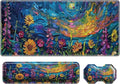 3Pcs Mouse Pad Set Watercolor Flowers Large Gaming Mouse Pad with Stitched Edge Ergonomic Memory Foam Keyboard Wrist Support and Mouse Wrist Rest Cushion Pain Relief Non-Slip Desk Pad Combo