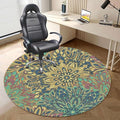 Blue Pale Coffee Gaming Chair Mat Office Chair Mat Nature Floral Branches Pattern Flowers Hardwood Floor Floor Mats Office Chair Desk Chair Anti Slip Floor Protector Paisley Diameter 39.4 in