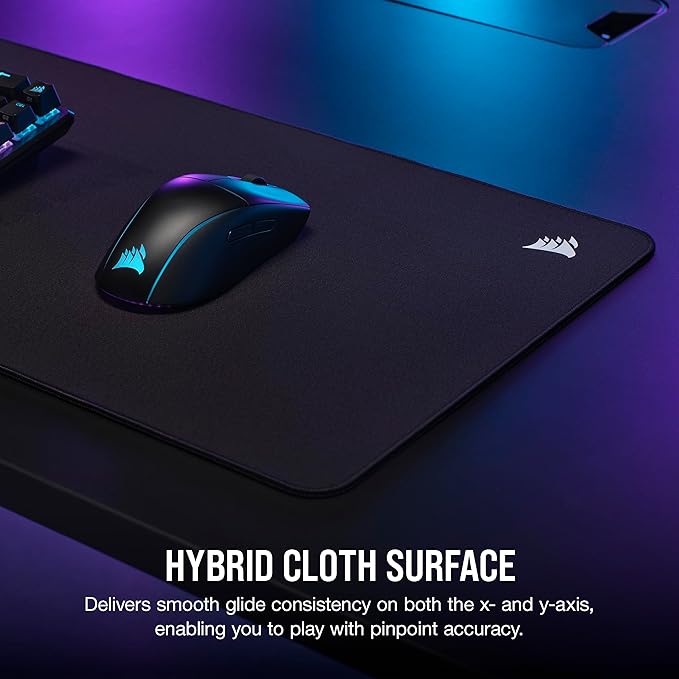 Corsair MM500 v2 Hybrid Cloth Gaming Extended Mouse Pad – 93cm x 30cm – Spill-Proof Coating – Anti-Fray Stitched Edges – Non-Slip Rubber Base – Black