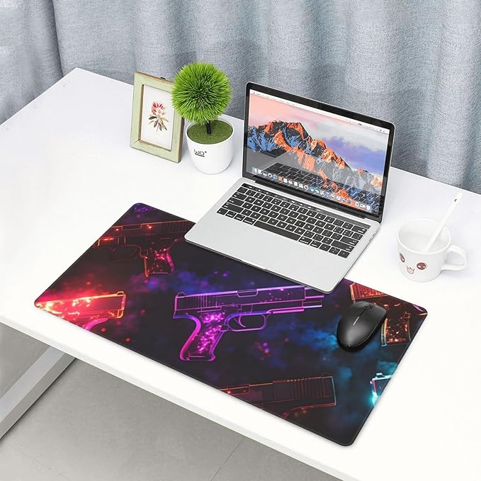 Handgun Desk Cover MatExtended Large Mouse PadComputer Laptop Mat Desk Decor for Office Game Home 30x16 Inch